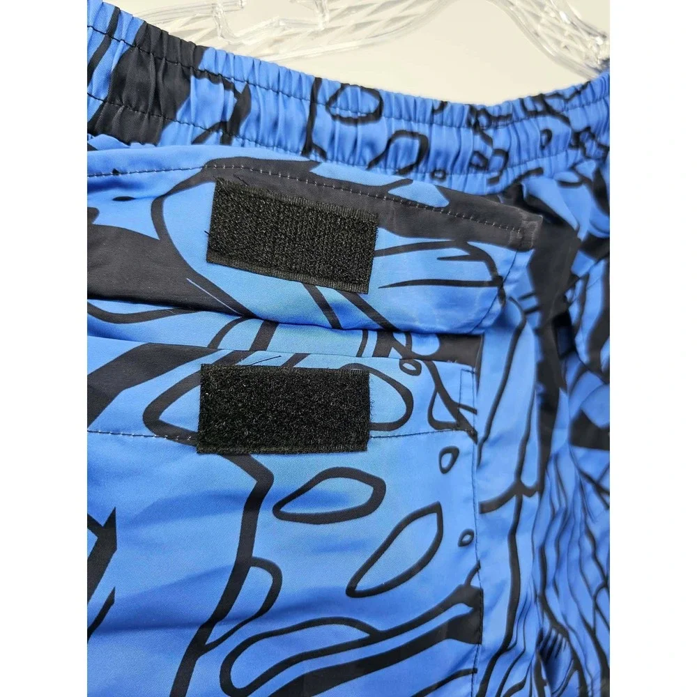 Tango Hotel x Abstrk Mens Blue Black Abstract Graphic Swim Trunks Shorts Size M